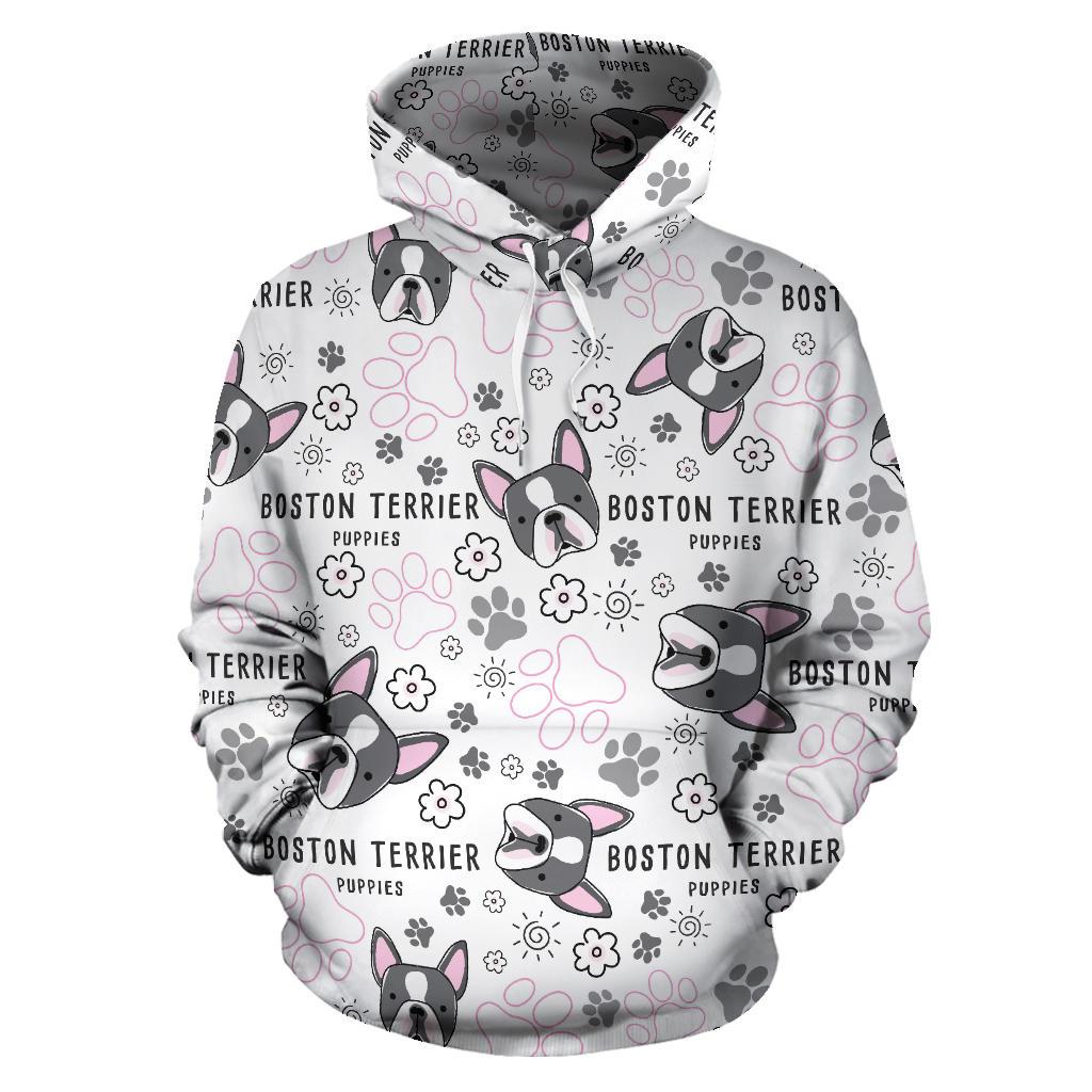 Boston Terrier Pattern Men Women Pullover Hoodie