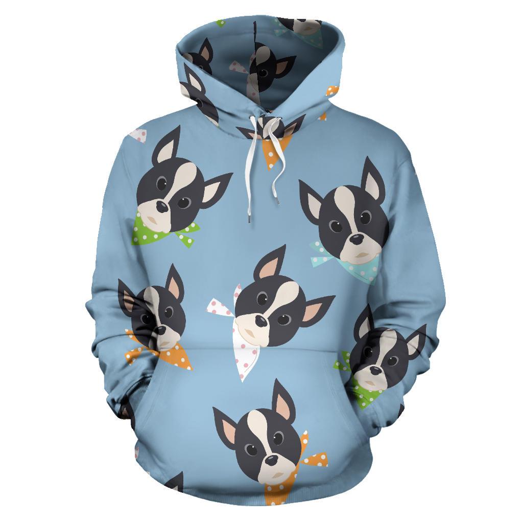 Cute Boston Terrier Pattern Men Women Pullover Hoodie