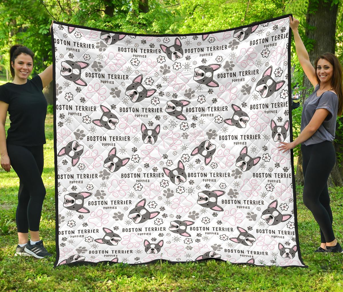 Boston Terrier Pattern Premium Quilt