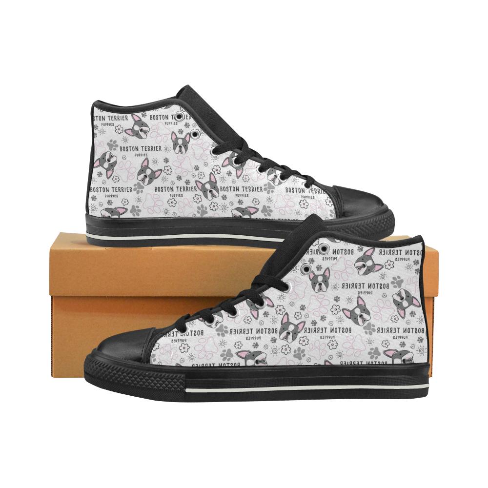 Boston Terrier Pattern Men’s High Top Shoes Black