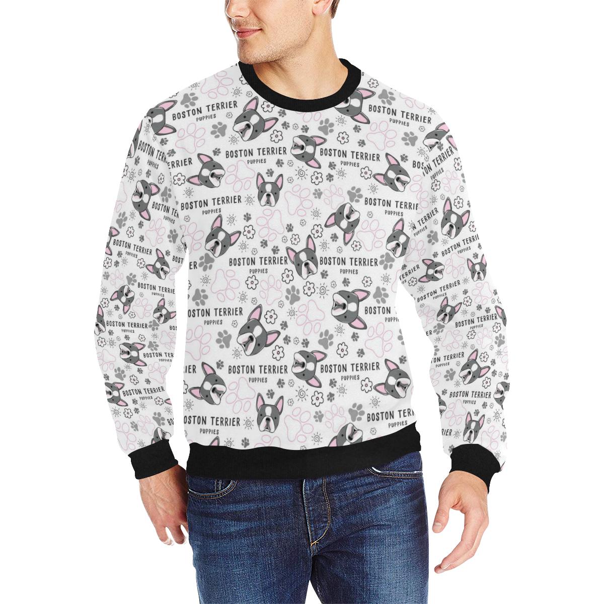 Boston Terrier Pattern Men’s Crew Neck Sweatshirt