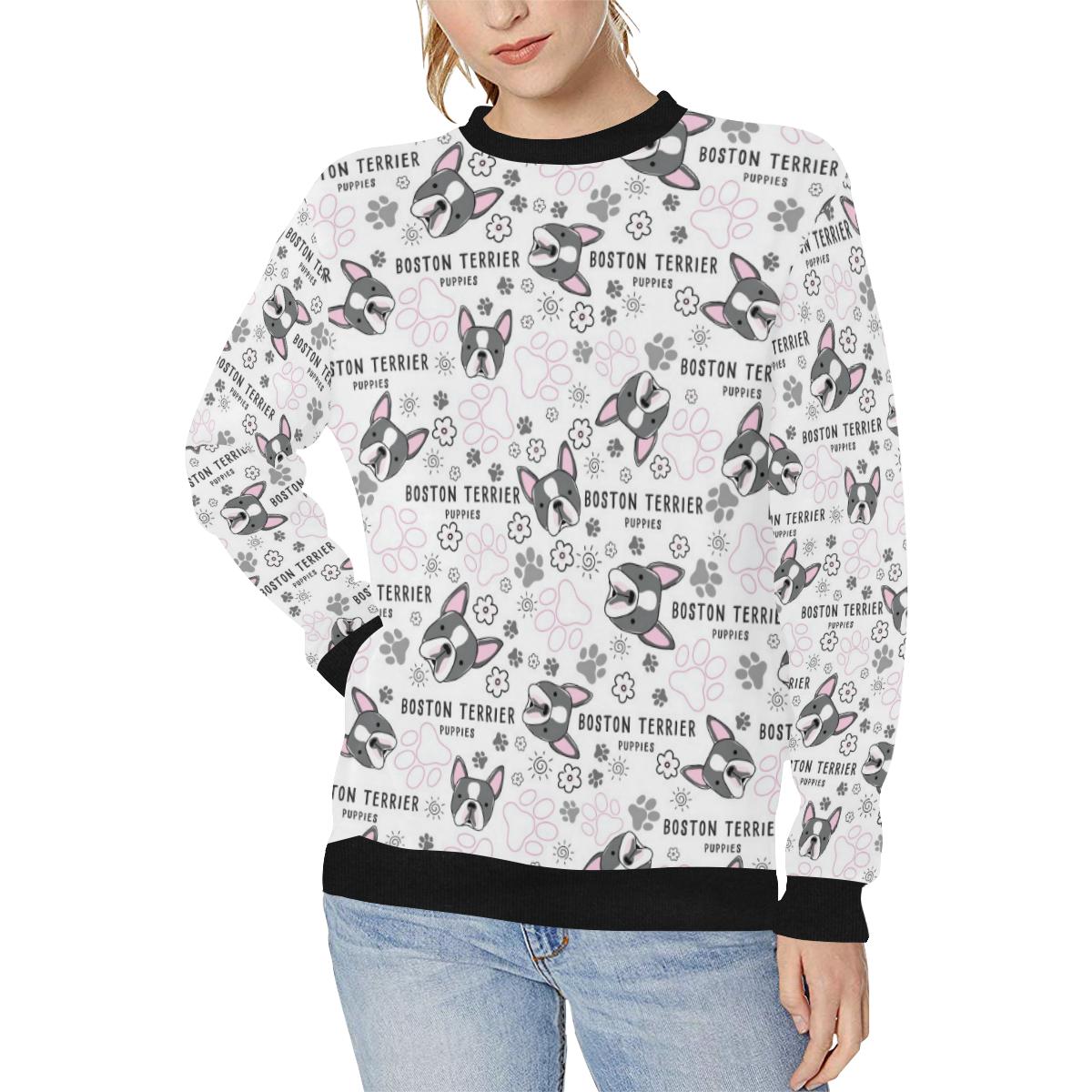 Boston Terrier Pattern Women’s Crew Neck Sweatshirt