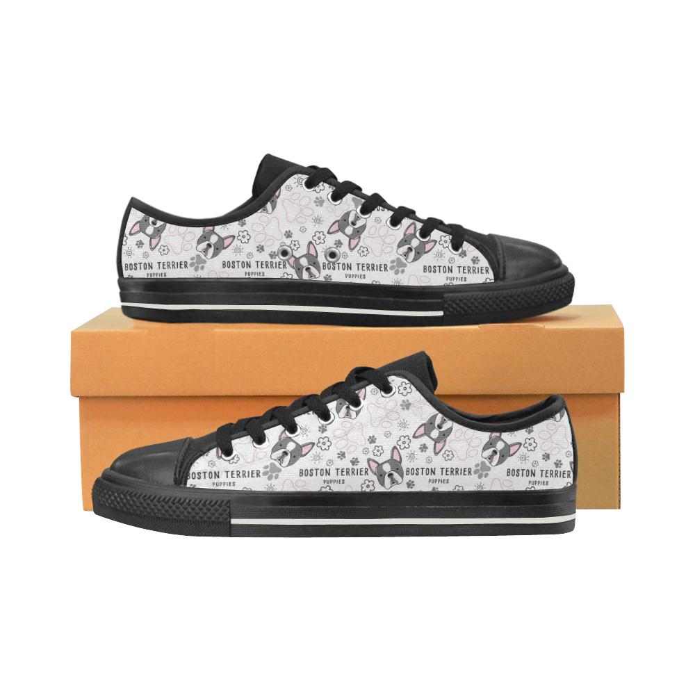 Boston Terrier Pattern Men’s Low Top Shoes Black