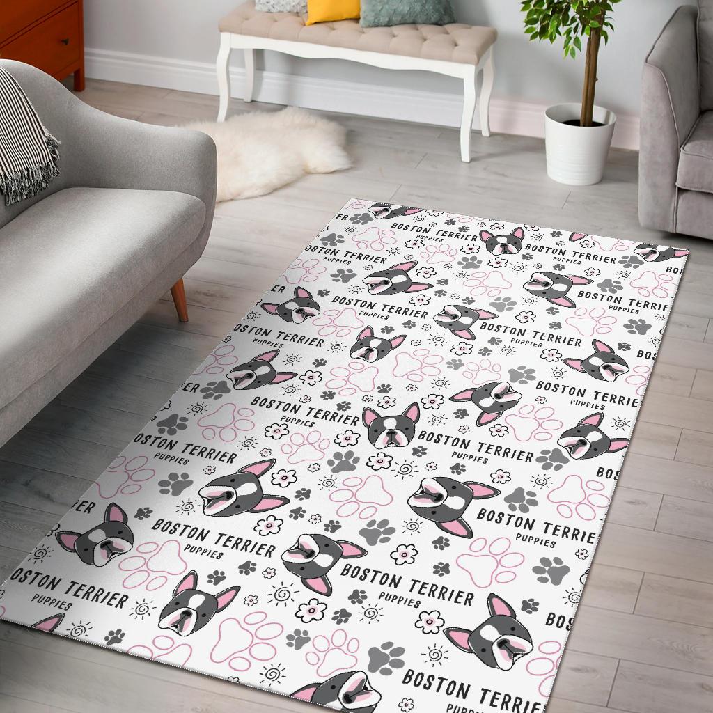 Boston Terrier Pattern Area Rug