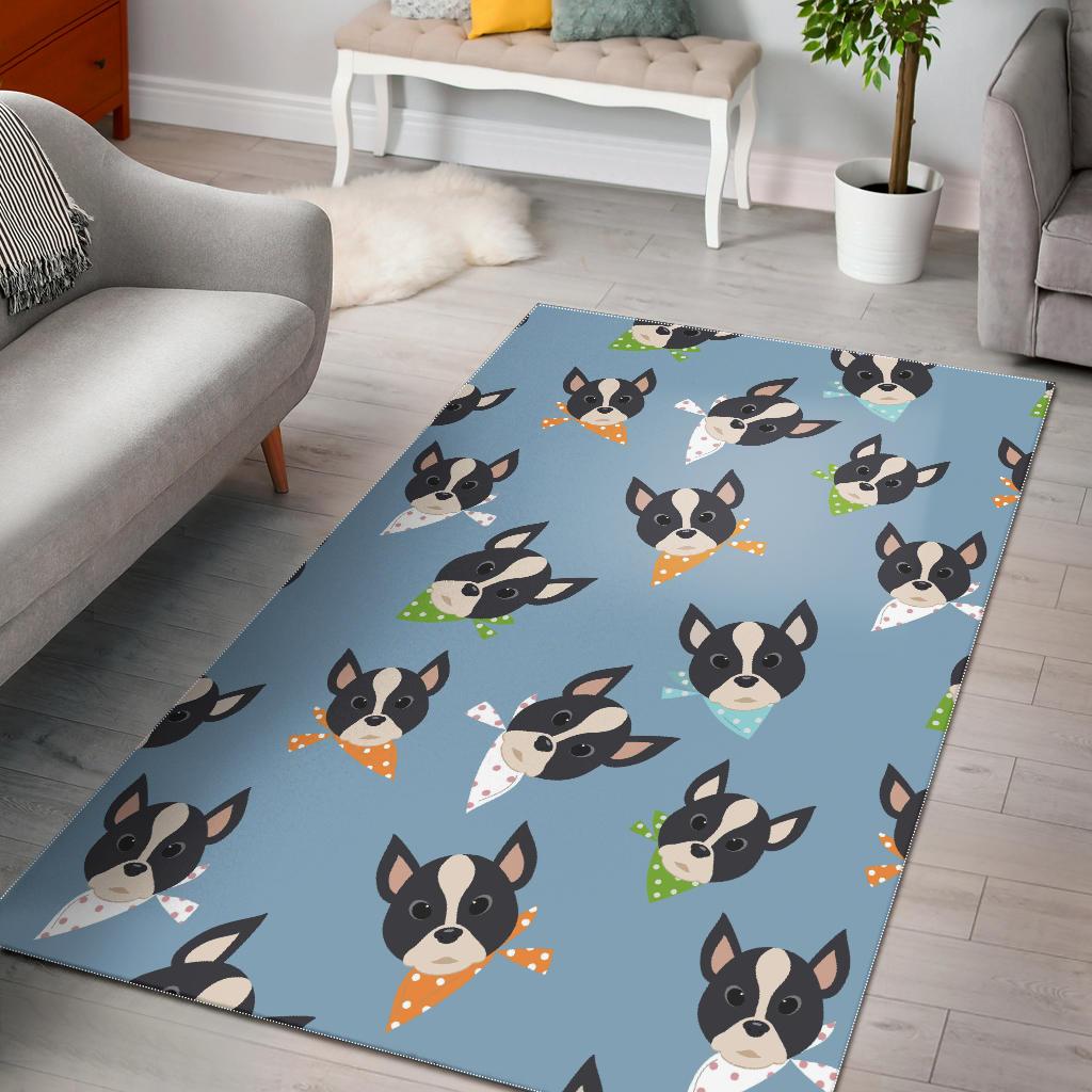 Cute Boston Terrier Pattern Area Rug