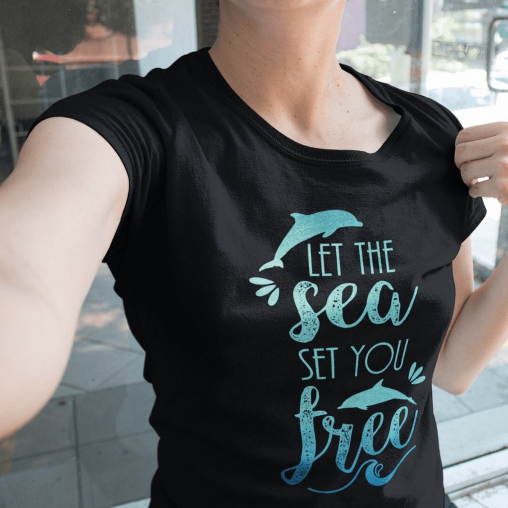 Let The Sea Set You Free Dolphins – Women’s T-shirt