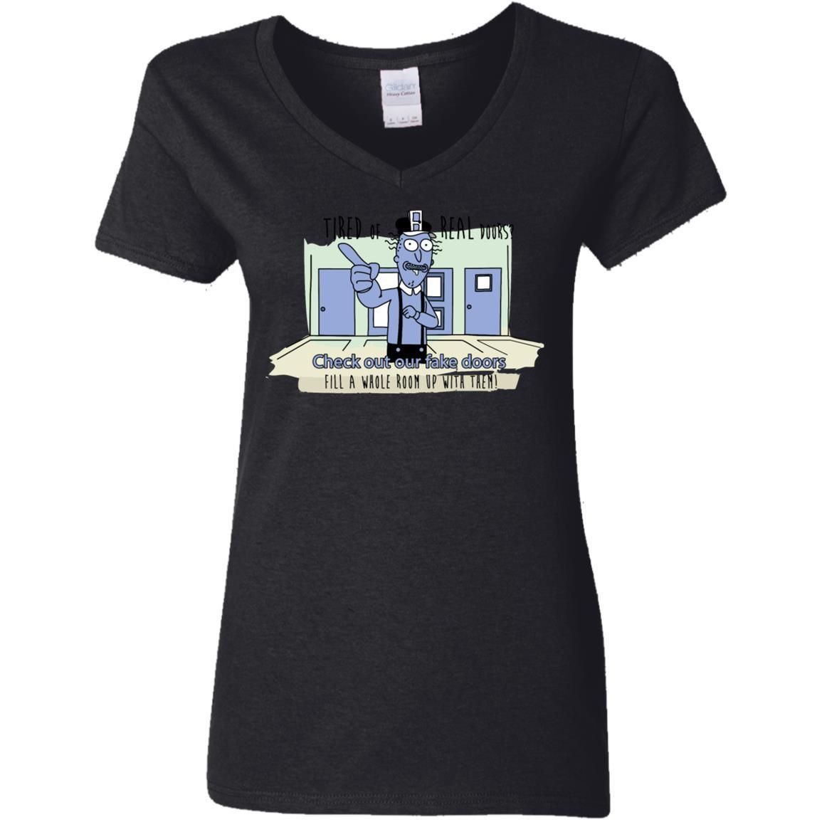 Rick And Morty – Fake Doors Room Women V-Neck T-Shirt