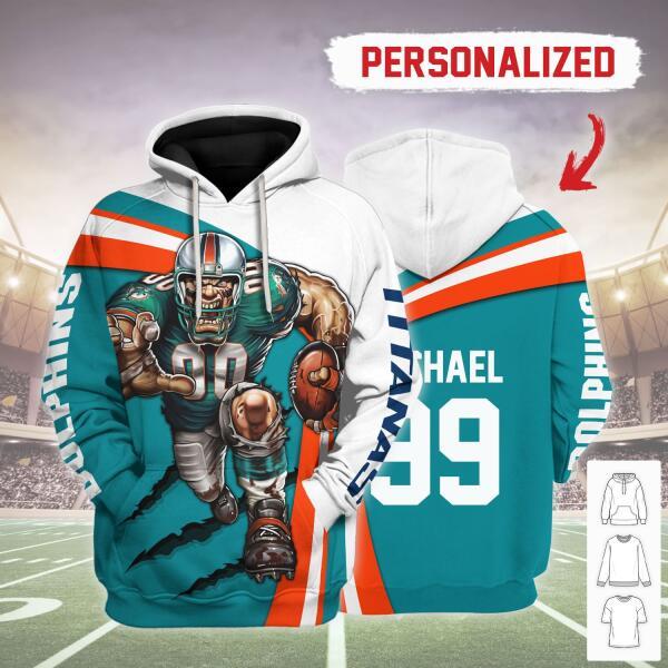 Gearhomies Personalized Unisex Tracksuit Hoodies Miami Dolphins Football Team 3D Apparel