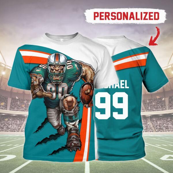 Gearhomies Personalized Unisex T-Shirt Miami Dolphins Football Team 3D Apparel