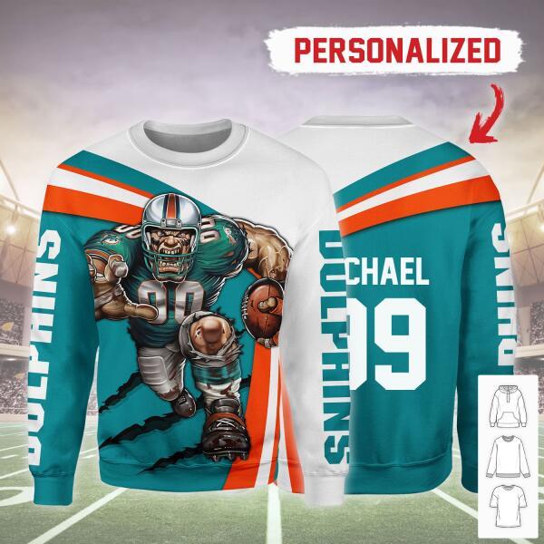 Gearhomies Personalized Unisex Sweatshirt Miami Dolphins Football Team 3D Apparel