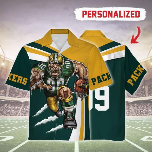 Gearhomies Personalized Unisex Hawaiian Shirt Green Bay Packers Football Team 3D Apparel