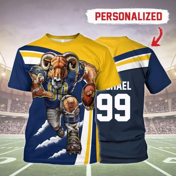 Gearhomies Personalized Unisex T-Shirt Los Angeles Rams Football Team 3D Apparel