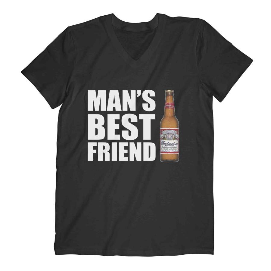 Dngfashion ‘s Budweiser Beer Man’s Best Friend T-Shirt – Comfort V-neck