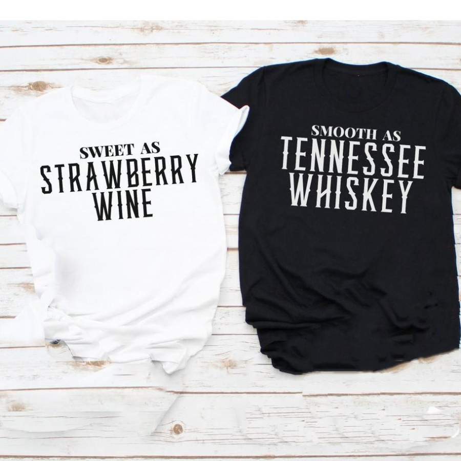 Family Panda Sweet as strawberry wine & smooth as tennessee whiskey couples shirts GST