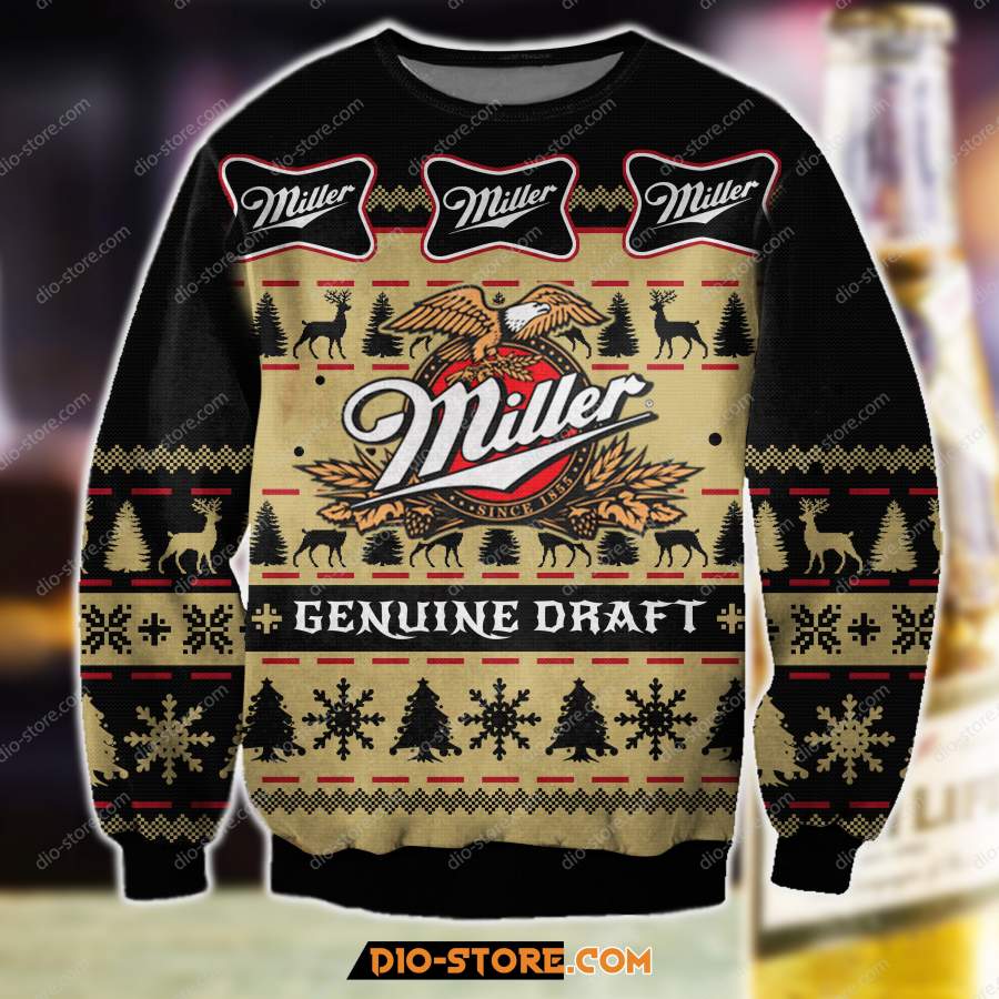 3D ALL OVER PRINT MILLER GENUINE DRAFT BEER UGLY CHRISTMAS SWEATER