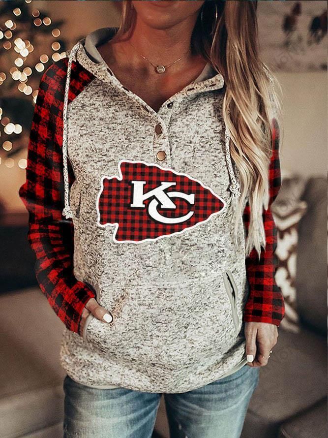 Buffalo Plaids Kansas City Chiefs Splicing Hoodie 03