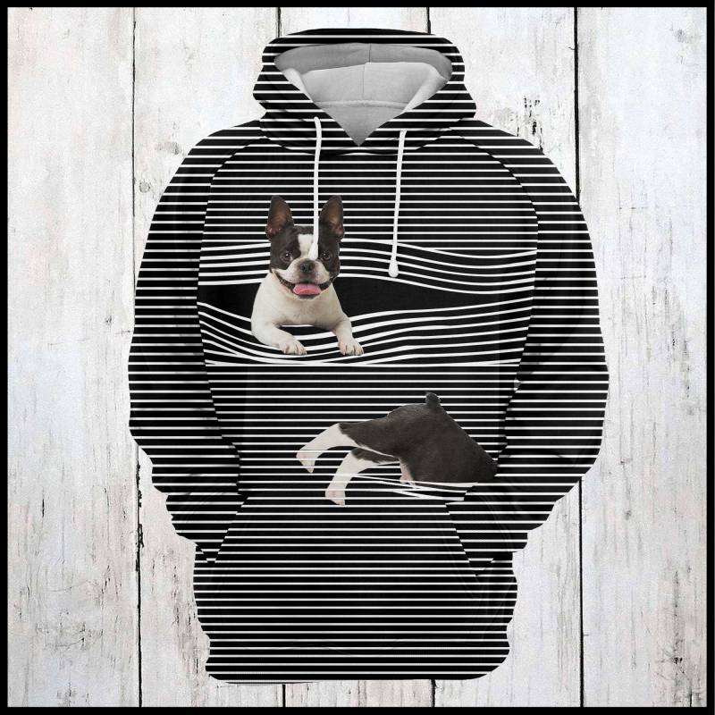 Boston Terrier Striped T0505 – All Over Print Unisex Hoodie