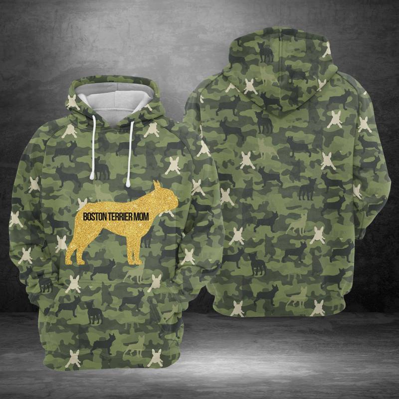 Boston Terrier Mom Camo D2005 – All Over Print Unisex Hoodie