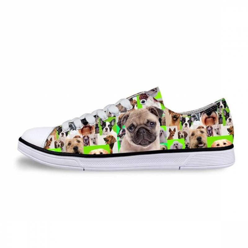 Cute Animal Boston Printed Low Top Shoes