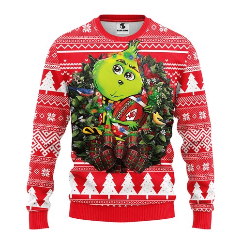 Kansas City Grinch Christmas 3D All Over Printed 100% Wool Material Sweater HN041140