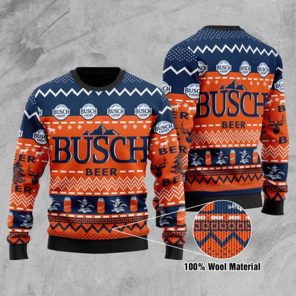 Busch Beer v9 3D All Over Printed 100% Wool Material Sweater HN041113