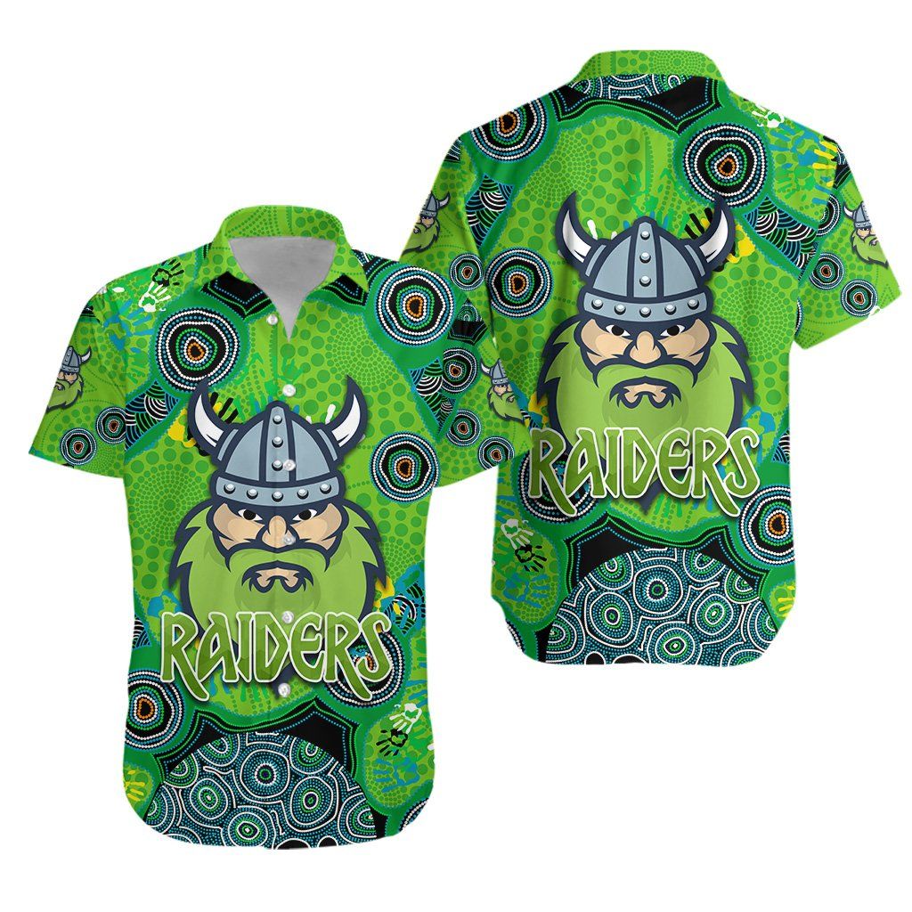 Canberra Hawaiian Shirt Raiders Viking Indigenous K8