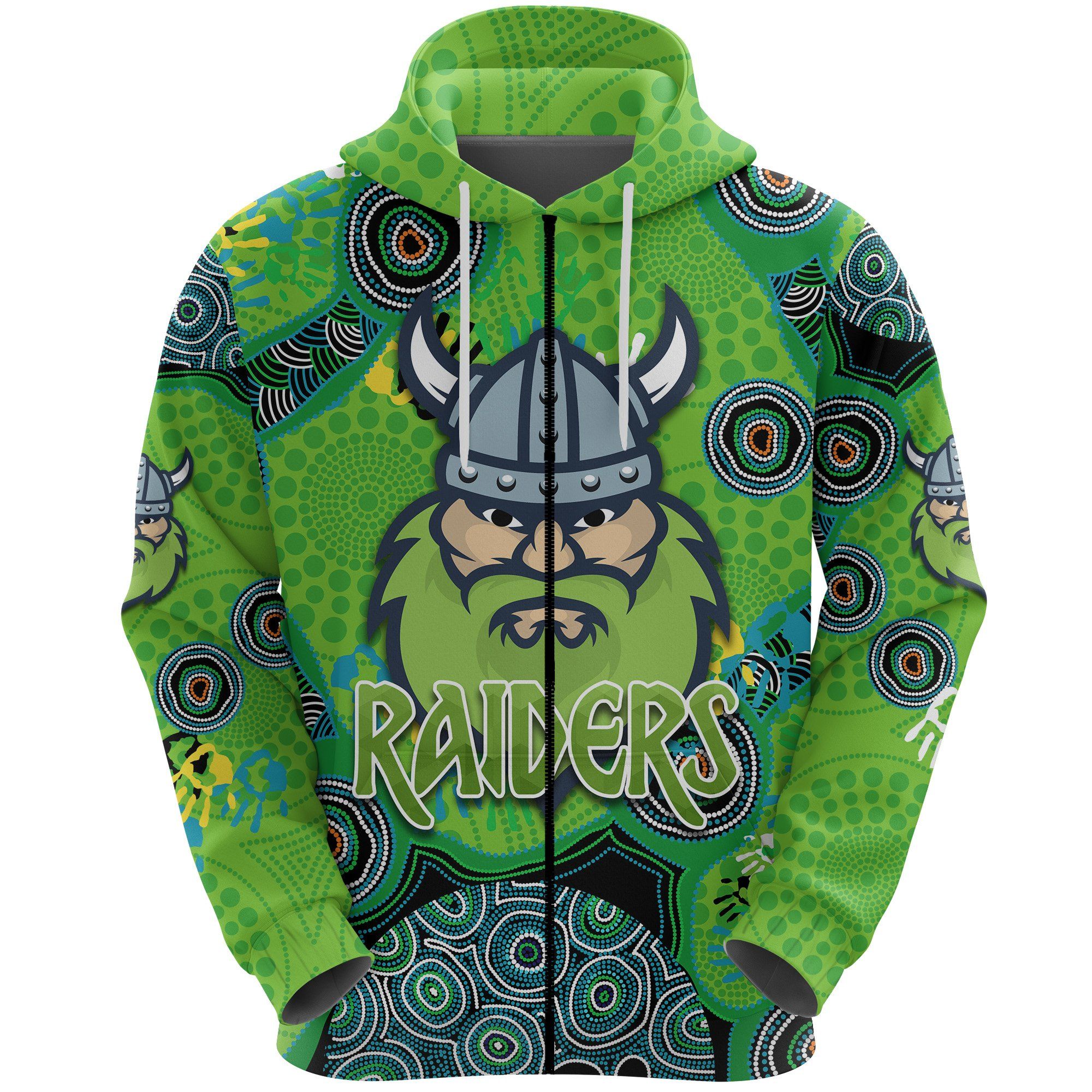 Canberra Zip Hoodie Raiders Viking Indigenous K8