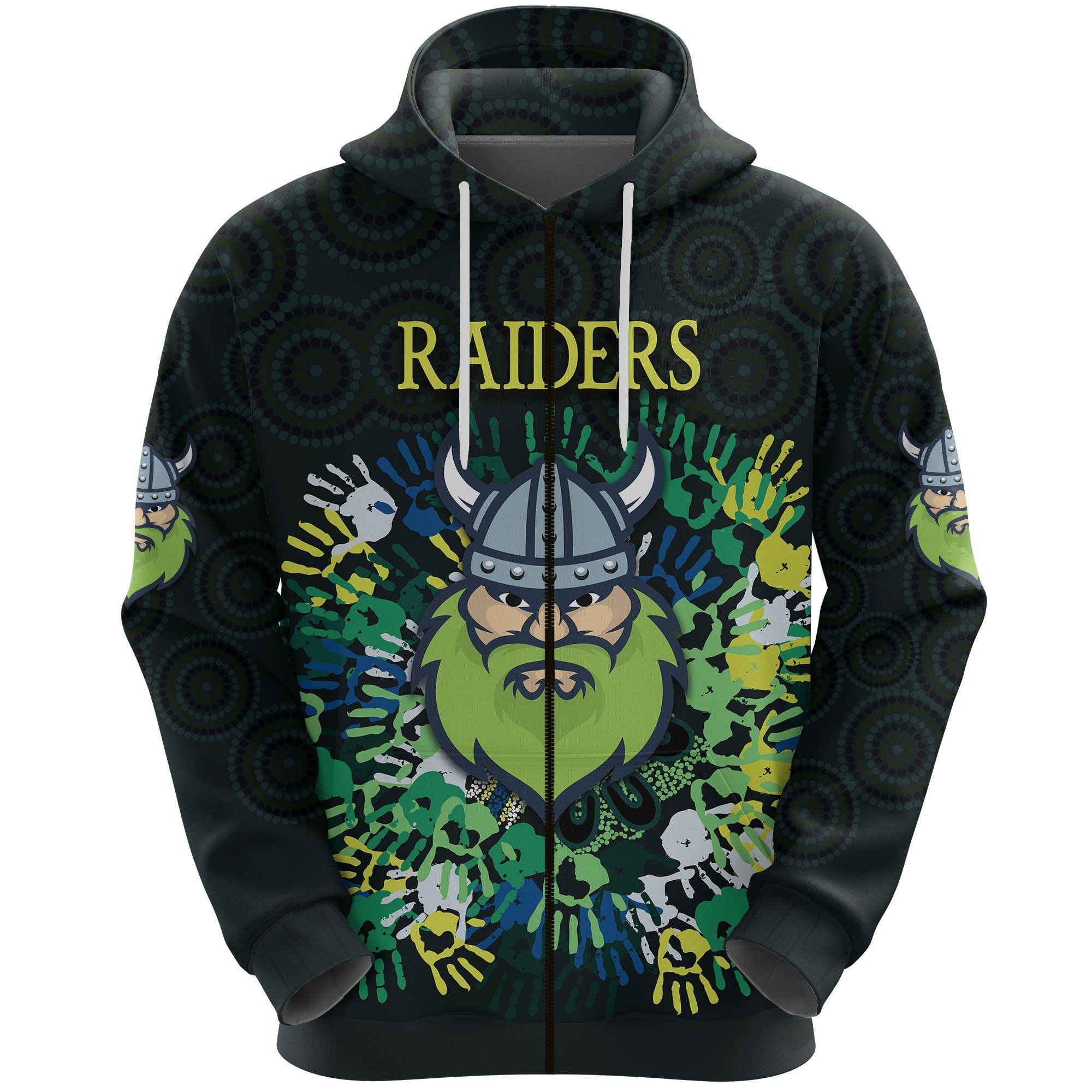 Canberra Zip Hoodie Raiders Viking Simple Indigenous K8