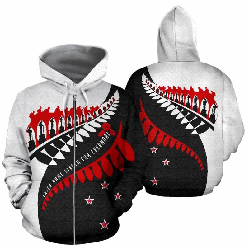 Aotearoa Zip Up Hoodie – Fiveth For Evermore BW K7