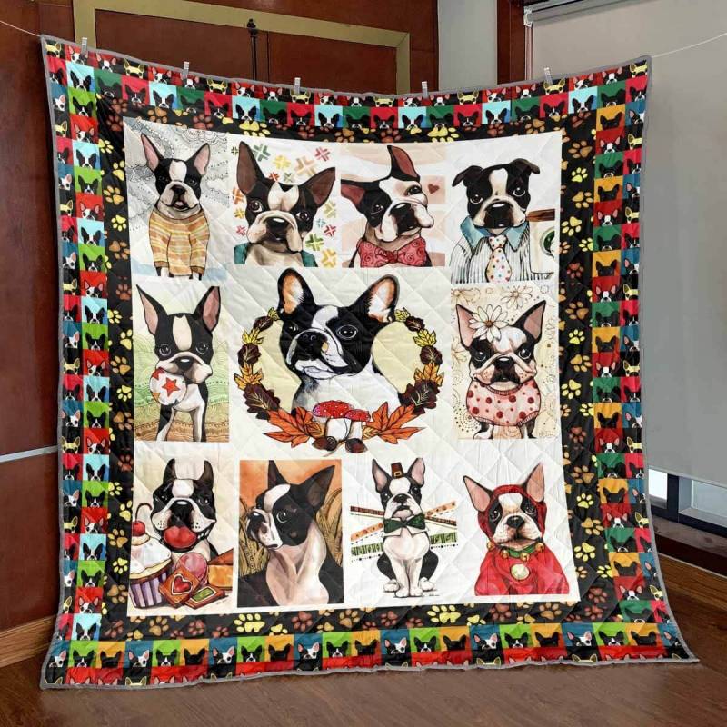 Happy Boston Terrier Life V1 QE Quilt