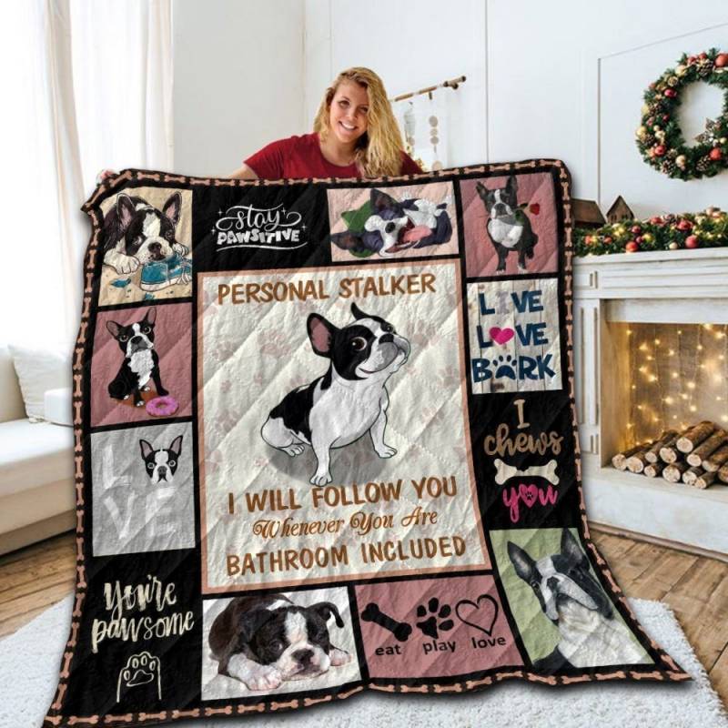 Boston Terrier In Love V1 QE Quilt