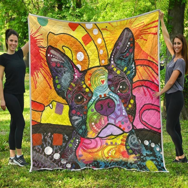 Boston Terrier Art Colorful Quilt