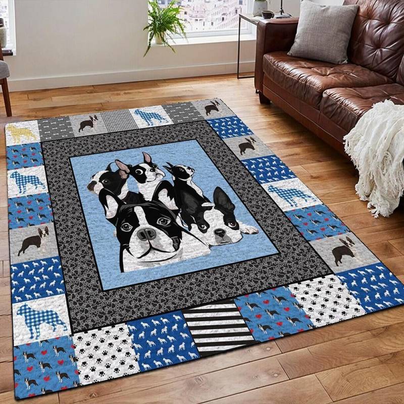 BOSTON TERRIER RUG LOVING DOG