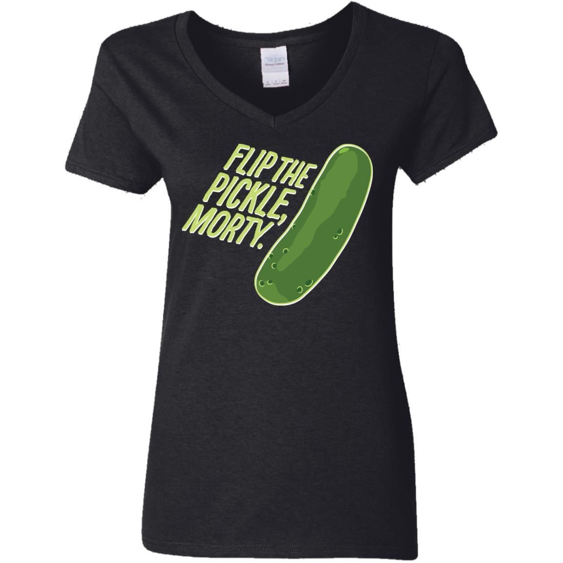 Rick And Morty Flip The Pickle Quote Women V-Neck T-Shirt