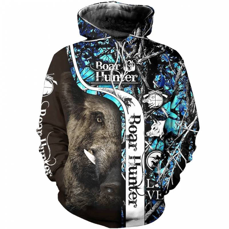 Boar Hunting Camo Muddy Blue Born To Hunt GO70 Hoodie