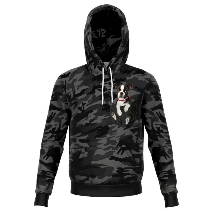 Boston Terrier Pocket Camo Hoodie