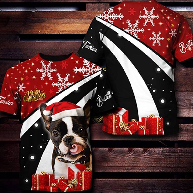 Boston Terrier Happy Christmas Hoodie