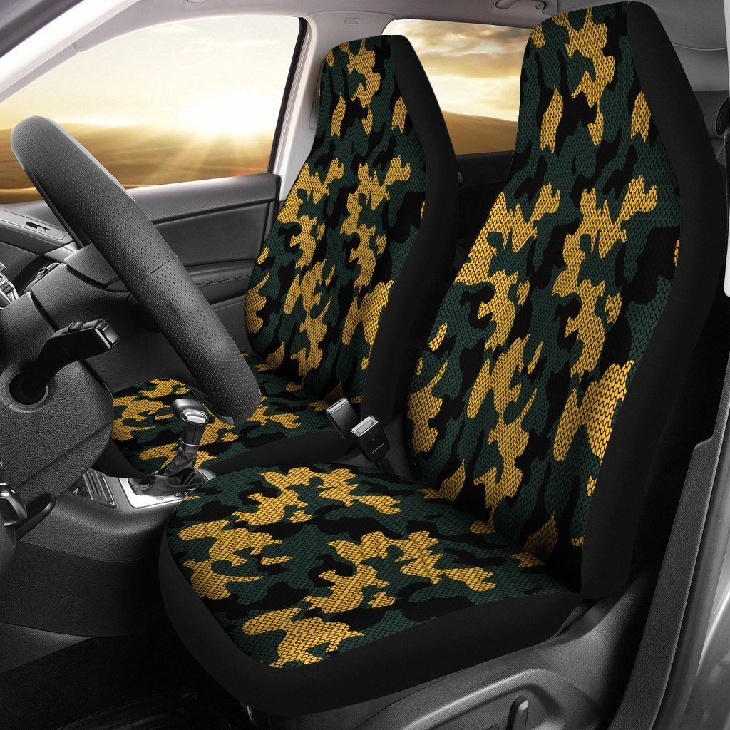 Green Bay Packers Inspired Hex Camo Micro Fiber Car Seat Covers SUV Seat Covers Truck Seat Covers