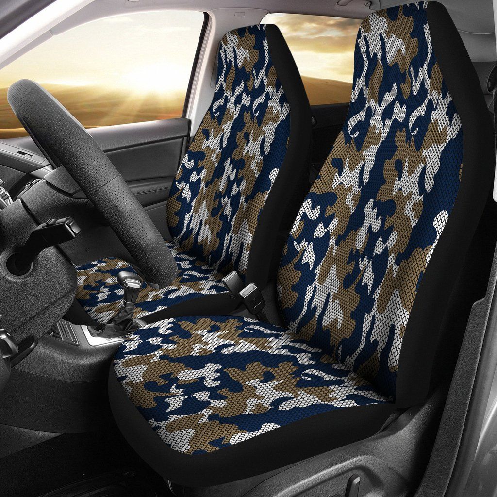 Los Angeles Rams Inspired Hex Camo Micro Fiber Car Seat Covers SUV Seat Covers Truck Seat Covers