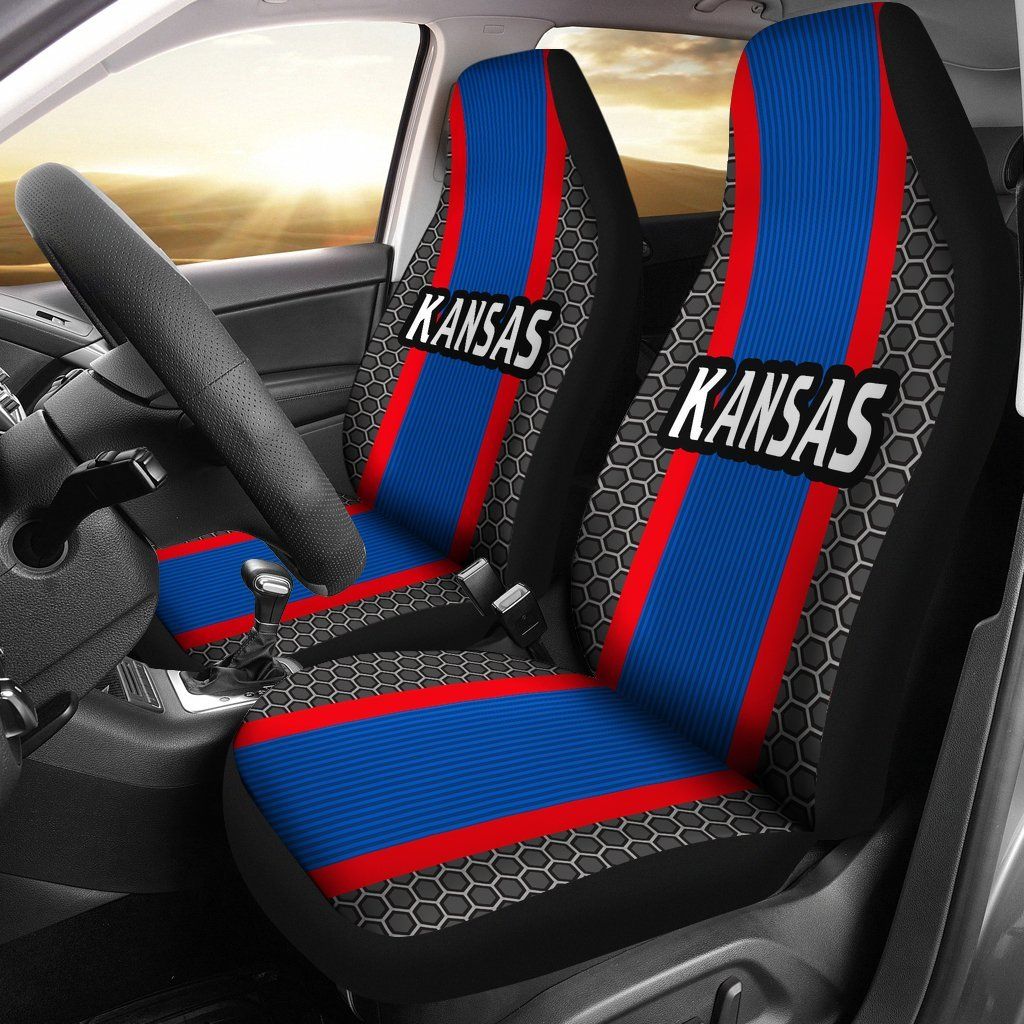 Kansas Jayhawks Inspired Sports Stripe Auto Seat Covers SUV Seat Covers Truck Seat Covers