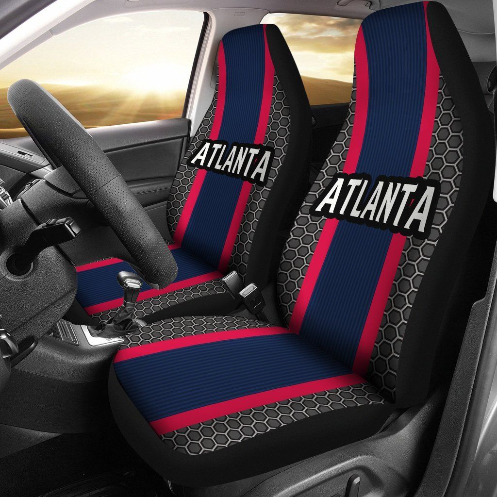 Atlanta Braves Inspired Sports Stripe Auto Seat Covers SUV Seat Covers Truck Seat Covers (Set of 2)