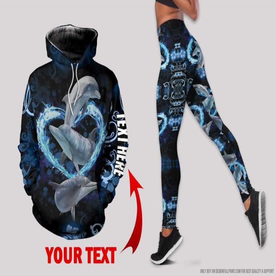 Blue Dolphins Personalized US Size Hoodie And Leggings Set