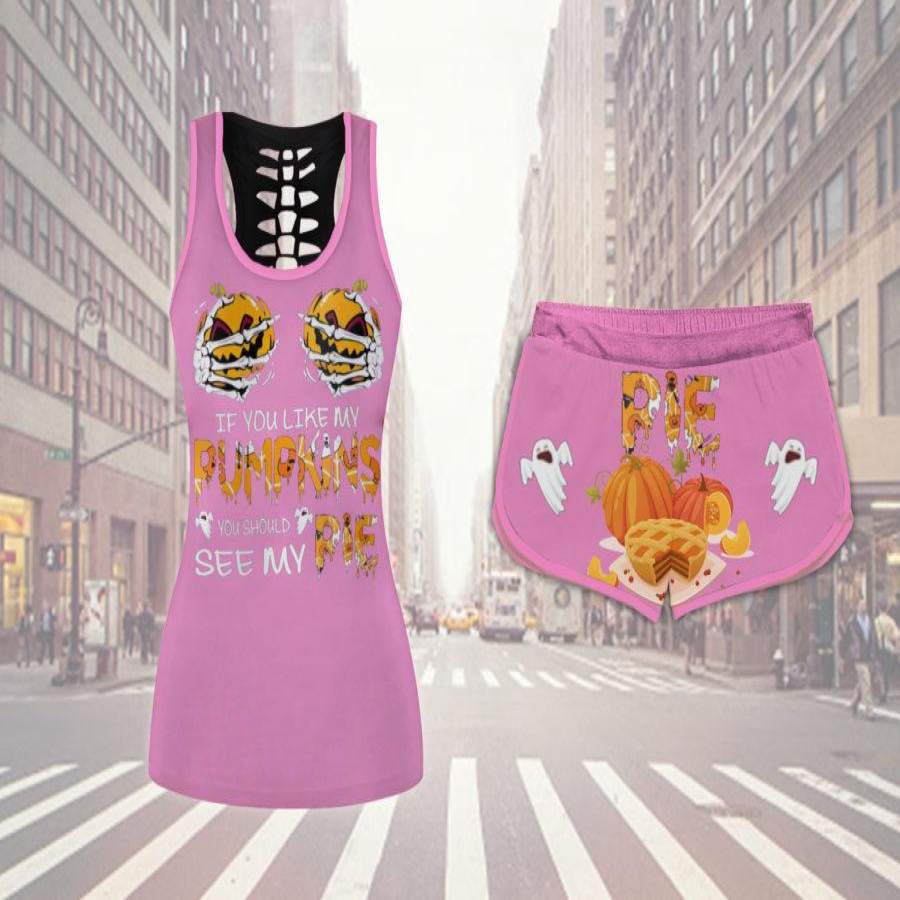 Ghost Pumpkin Pie Pink Girl Tank and Shorts Set