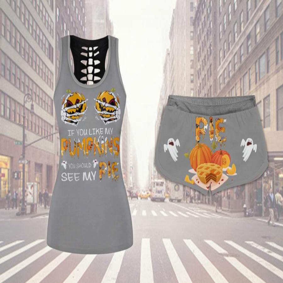 Ghost Pumpkin Pie Grey Girl Tank and Shorts Set