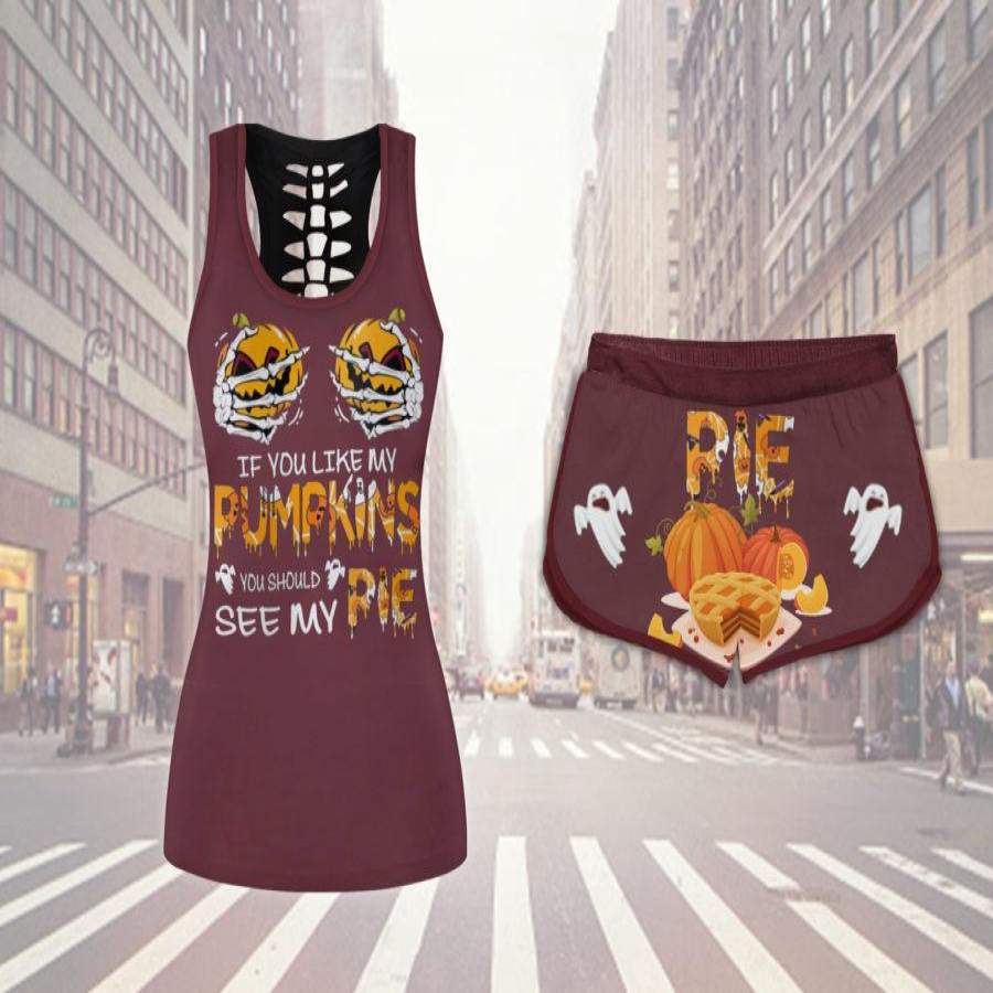 Ghost Pumpkin Pie Red Girl Tank and Shorts Set