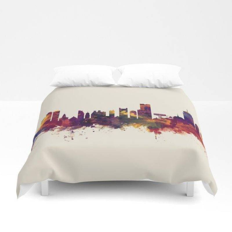 3D Boston Massachusetts Skyline Duvet Cover Bedding Sets