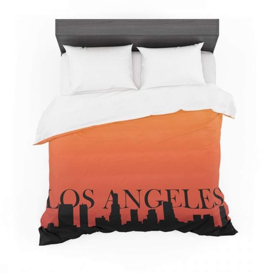 “Los Angeles” Orange Black Featherweight 3D Customize Bedding Set Duvet Cover SetBedroom Set Bedlinen