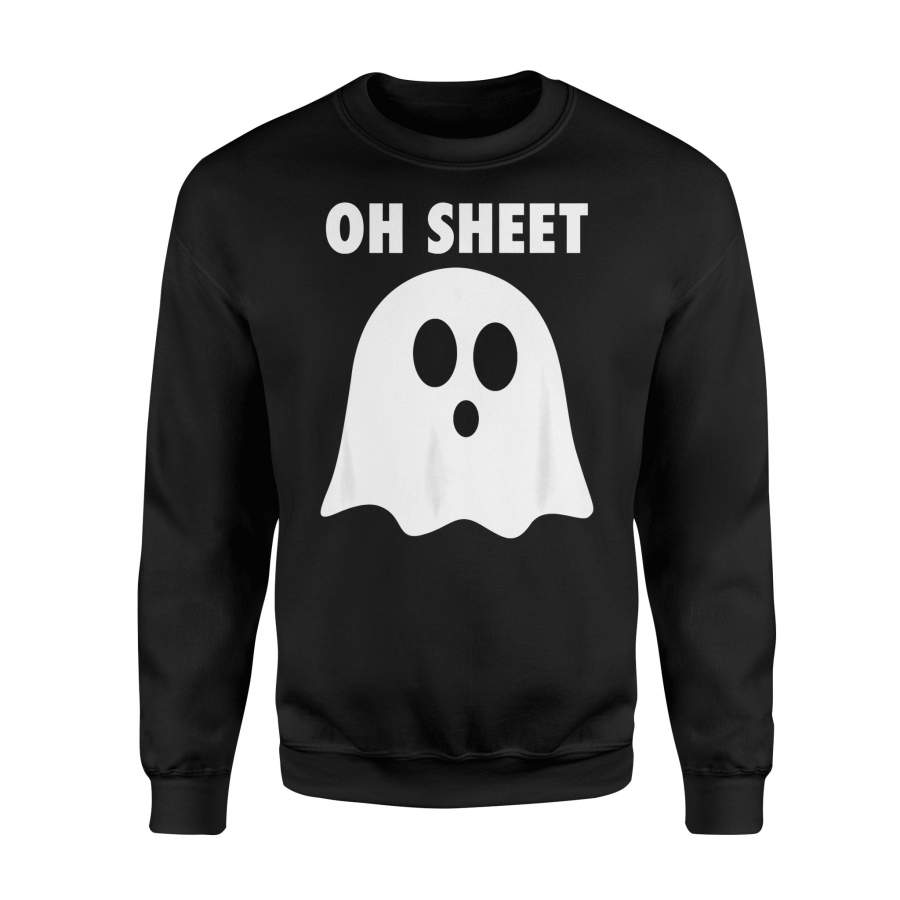 Halloween gift idea Oh Sheet- Humorous Ghost Pun Oh Shit T-Shirt – Standard Fleece Sweatshirt