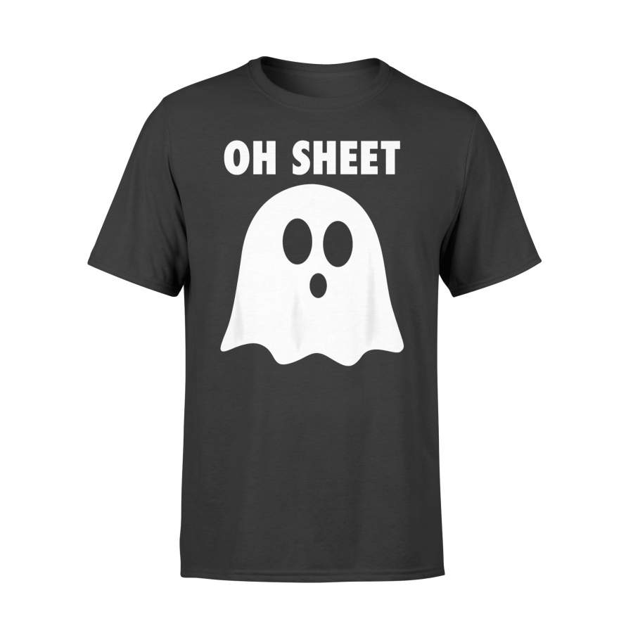 Halloween gift idea Oh Sheet- Humorous Ghost Pun Oh Shit T-Shirt – Standard T-shirt