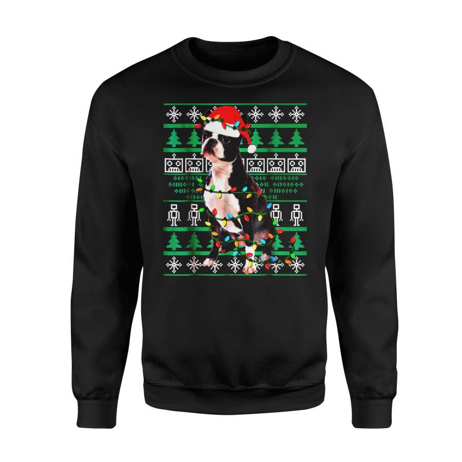 Christmas gift idea Boston Terrier Ugly Funny Holiday T-Shirt – Standard Fleece Sweatshirt